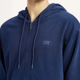 Levi's Navy Cotton Regular Fit Logo Printed Hooded Sweatshirt image 5