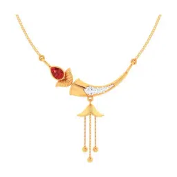 P.C. Chandra Jewellers 22k Yellow Gold Red Stone With Ball Drop Necklace for Women & Girls-picture-21