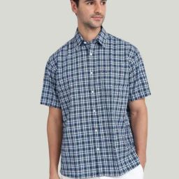 Colorplus Blue Pure Cotton Comfort Fit Checks Shirt-picture-4