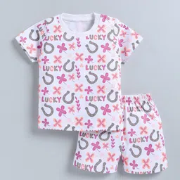 Cutopies Kids Printed Round Neck Half Sleeve Summer Pure Cotton T-shirt With Shorts-picture-34