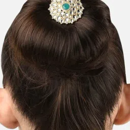 Zaveri Pearls Gold Tone Traditional Kundan Hair Bun Pin-ZPFK11598-image-38