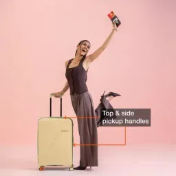 Nasher Miles Peach Striped Large Hard Cabin Trolley Bag image 4