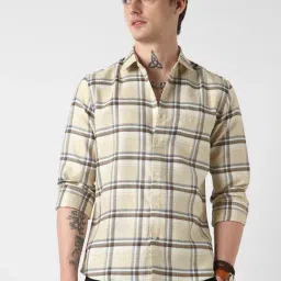 Vastrado Brown Cotton Relaxed Fit Checks Shirt-picture-10