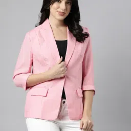 SHOWOFF Peach Slim Fit Blazer-image-13