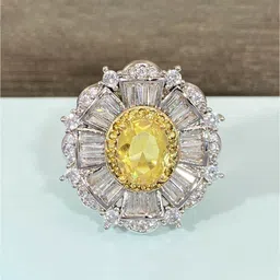 Designs & You Silver-Plated Cubic Zirconia-Studded Adjustable Finger Ring-picture-30