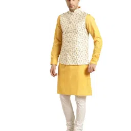 Sojanya Cream & Gold Embroidered Nehru Jacket image 5