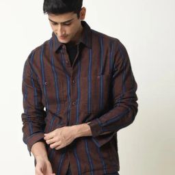 Rare Rabbit Brown Cotton Regular Fit Striped Jacket-picture-14