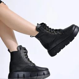 Shoetopia Women's Black Derby Boots-picture-11