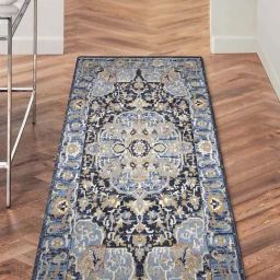 Obsessions Blue Polyester Ornate Medallion Neo Classical Bedside Runner-picture-7