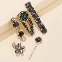 GLOSSY Women Set of 5 Embellished Alligator Hair Clip-image-58