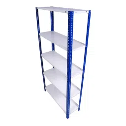 Menage 6x3x1 ft 5 Shelf Metal Black and Ivory Slotted Angle Rack-picture-13