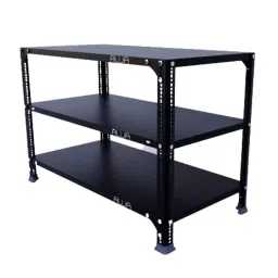 Menage 24x35x18 Inch 2 Shelf Metal Black Slotted Angle Rack image 1