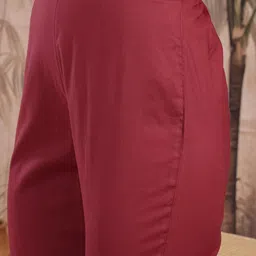 Sangria Ethnic Motifs Printed Angrakha Mirror Work Pure Cotton Kurta with Trousers image 4