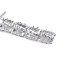 AARSHVI Silver-Plated American Diamond CZ Contemporary Drop Earrings image 4