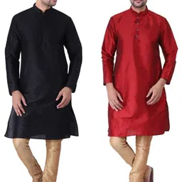 JEXI Men Regular Pure Silk Kurta with Churidar-image-70