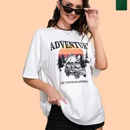 Metronaut Women Pack of 2 Graphic Printed Round Neck Cotton Oversized T-shirts-picture-21