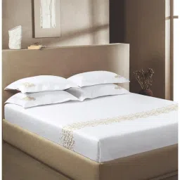 SANSAAR A D'DECOR BRAND LIVE CONSCIOUSLY Brilliant White Peyote King Bedsheet With 2 Pillow Covers-picture-16
