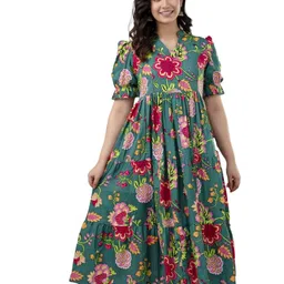 CHARNEST Women's Rayon Anarkali Maternity Dress Pregnancy Dress Easy Brest Feeding Dress with Both Side 9 inch Zipper image 3