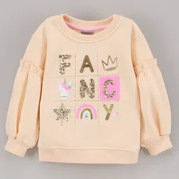 Little Kangaroos Full Sleeves Sweatshirt Foil & Glitter Print- Cream-image-79