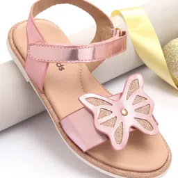 Pine Kids Velcro Closure Sandals with Butterfly Applique - Pink-picture-24