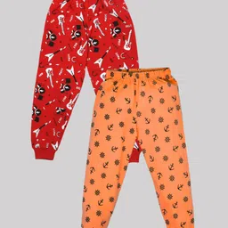 Kiwi Pack of 2 Cotton Anchors & Musical Instruments Printed Lounge Pants - Orange & Red-picture-41