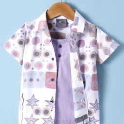Dapper Dudes Half Sleeves Striped Shirt With Tee - Grey-picture-44