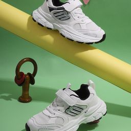 TRUFFLE COLLECTION Mesh Detailed Velcro Closure Patch Embroidered Sneakers - White & Black-picture-10