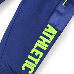 Babyhug Cotton Looper Knit Full Length Lounge Pant Text Printed - Blue image 3