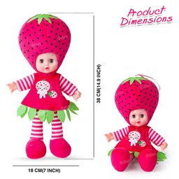 Fiddlerz Fruit Doll Plush Toy Musical Rhymes Singing Baby Doll Touch Sensors Soft - Pink image 3