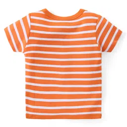 Babyhug 100% Cotton Knit Half Sleeves Striped & Printed Set Of Vests Pack Of 3 - Multicolor image 3