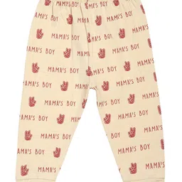 MINI KLUB Cotton Pack Of 3 Mamas Boy Text Printed & Solid Pants - Multi Colour image 4