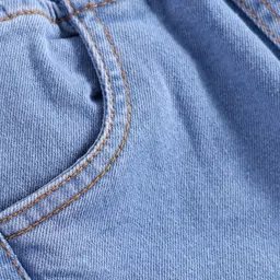 Mark & Mia Cotton Lycra Full Length Oversized Solid Denim Jeans - Light Blue image 3