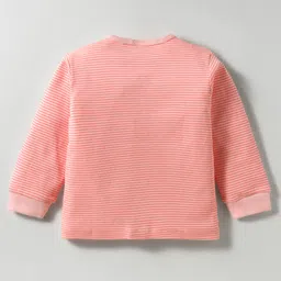 Tango Interlock Knit Full Sleeves Front Open Jhablas With Stripes & Little Captain Text Print Pack of 2 - Purple & Peach image 3