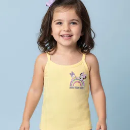 Babyhug Disney Interlock Knit Sleeveless Slips With Minnie Mouse Graphics Pack of 3 - White Yellow & Pink image 4