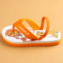 Cute Walk by Babyhug Flip Flops with Animal Print & Back Strap Closure - White image 4