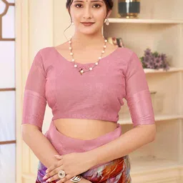 JIVORA Abstract Printed Zari Saree with Jacquard Detailing image 2