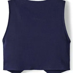 BUMZEE Cotton Knit Full Sleeves 3 Piece Party Suit With Bow Attached & Stripes Print - Sky Blue & Navy Blue image 5