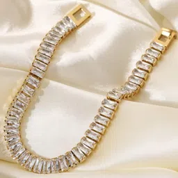 RAPPERSSHOP Women Cubic Zirconia Gold-Plated Link Bracelet image 4