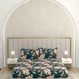 Pure Decor Blue & White Printed 240 TC Microfiber Queen Bedsheet Set 2.28 m x 2.54 m-image-99