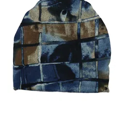 iSWEVEN Unisex Blue & Brown Printed Beanie image 3