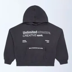 Y&F Kids by Westside Charcoal Text Design Cotton-Blend Hoodie-image-98