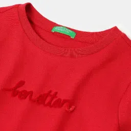 United Colors Of Benetton Red Cotton Regular Fit Embroidered Dress image 3