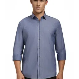 Louis Philippe Blue Cotton Slim Fit Printed Shirt-picture-18