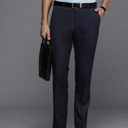 Raymond Men Textured Slim Fit Formal Trousers image 1