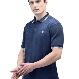 Woods Dark Blue Regular Fit Striped Polo T-Shirt image 3