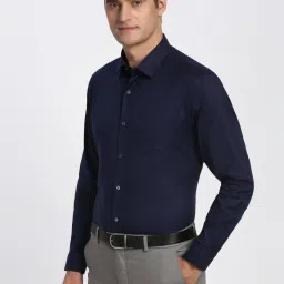 Peter England Navy Cotton Regular Fit Printed Shirt image 3