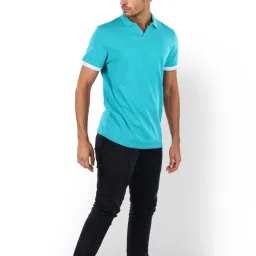 celio Celio* Sea Green Regular Fit Polo T-Shirt image 3