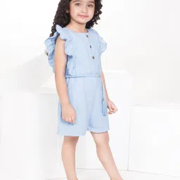 Peppermint Kids Light Blue Solid Jumpsuit image 3