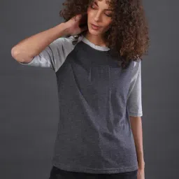 Campus Sutra Charcoal Regular Fit Top-image-1