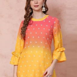 Rangriti Orange & Yellow Printed Top-picture-35